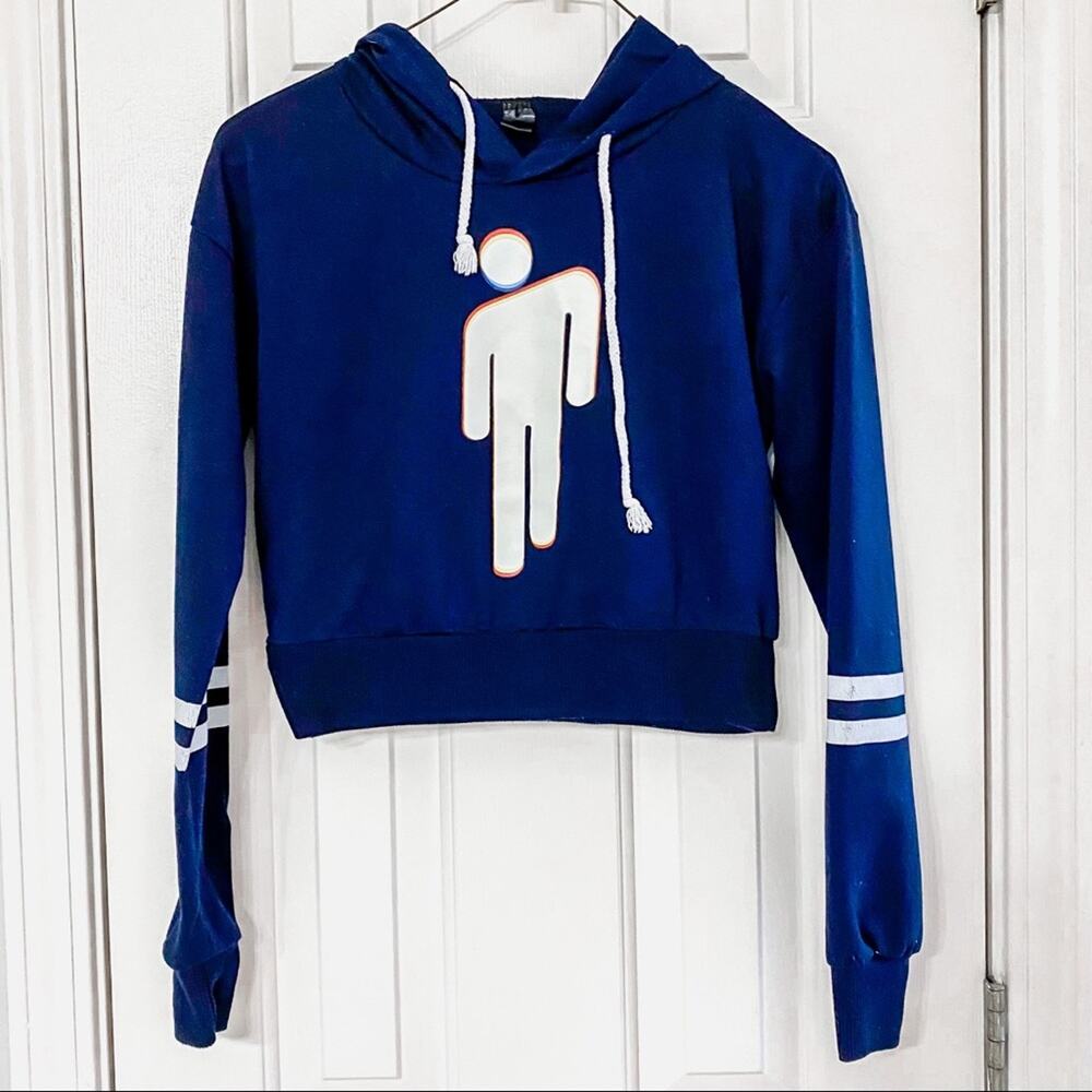F21 • Crop Navy + Rainbow Hoodie Top